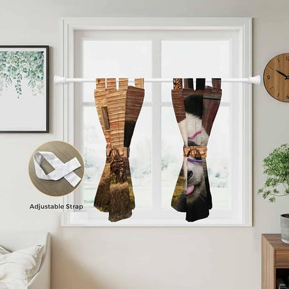 Farm Panda Kitchen Curtains 45 Inch Length, Short Cafe Window Curtains Tab Top - Image 5