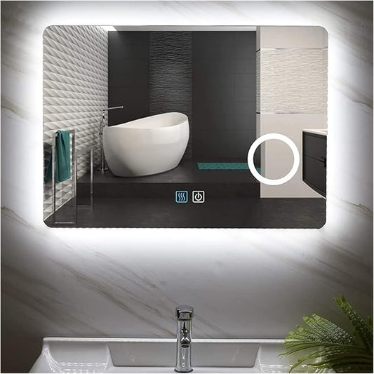 Illuminated LED Bathroom Mirror, Wall Mounted Backlit Makeup Vanity Mirror by Unknown
