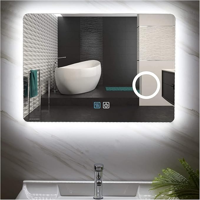 Illuminated LED Bathroom Mirror, Wall Mounted Backlit Makeup Vanity Mirror by Unknown