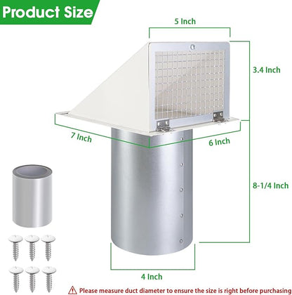 4Inch Dryer Vent Cover Outside, Exterior Vent Cover Dryer Wall Vent Exhaust - Image 2
