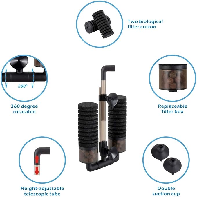 hygger Sponge Filter, Aquarium Filter Double Sponge Replaceable Media - Image 3