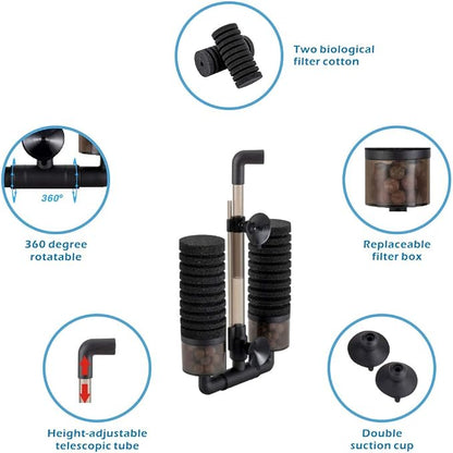 hygger Sponge Filter, Aquarium Filter Double Sponge Replaceable Media - Image 3