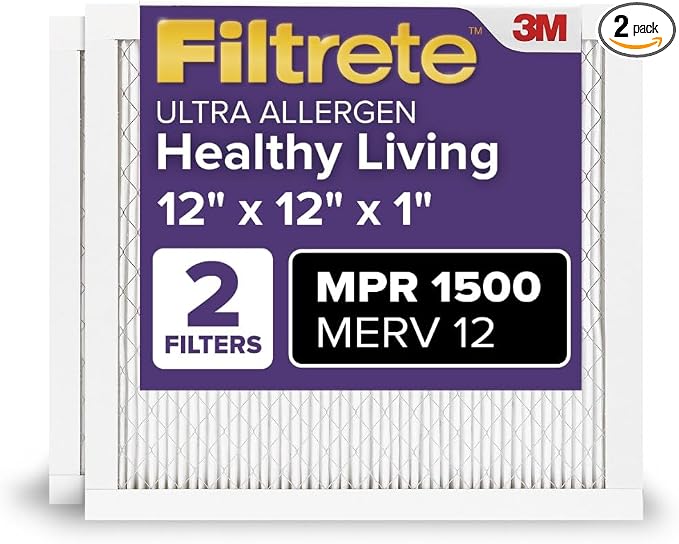 Filtrete 12x12x1 AC Furnace Air Filter, MERV 12, MPR 1500, CERTIFIED asthma & by Filtrete