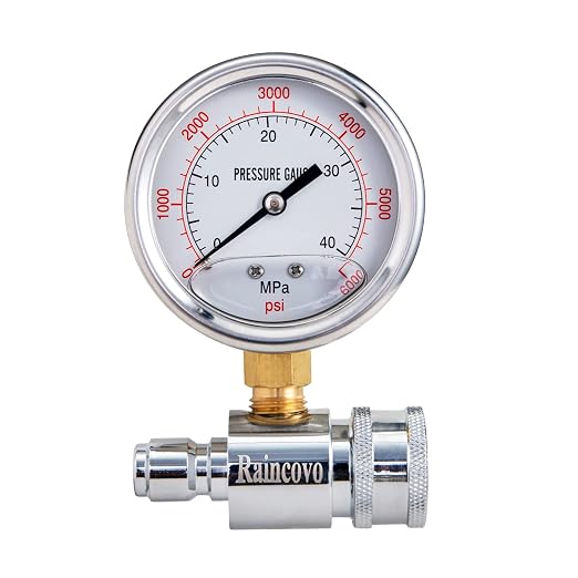 Pressure Washer Gauge, 6000 PSI, 3/8 Inch Quick Connect, Pressure Gauge by Raincovo