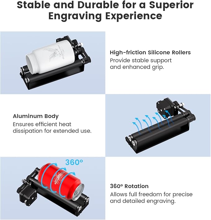 Algolaser Rotary Roller for Pixi Laser Engraver – Y-Axis Rotary Module for - Image 4