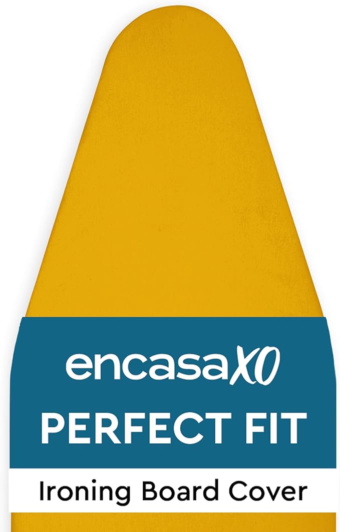 Encasa XO Ironing Board Cover and Pad 42"x14" - 4mm Felt Medium Iron Board Cover with Padding - Heat Resistant, Stain-Safe Dye, Non Slip Elastic Bungee Cord Tightening Iron Table Cover Mango