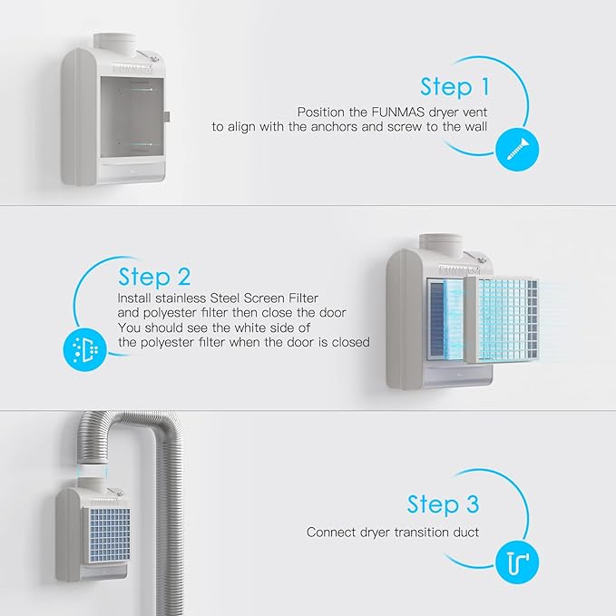 3-in-1 Indoor Dryer Vent, Stainless Steel Screen Filter, Polyester Filter and - Image 4