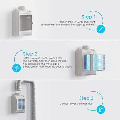 3-in-1 Indoor Dryer Vent, Stainless Steel Screen Filter, Polyester Filter and - Image 4