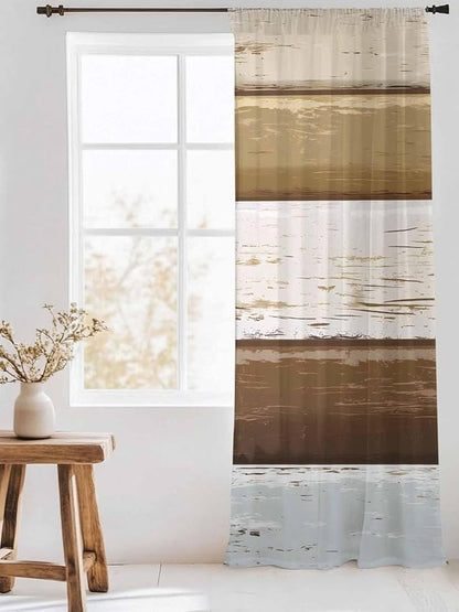 Sheer Curtains 84 Inches Long, Wood Grain Brown Semi Sheer Curtains Light - Image 3