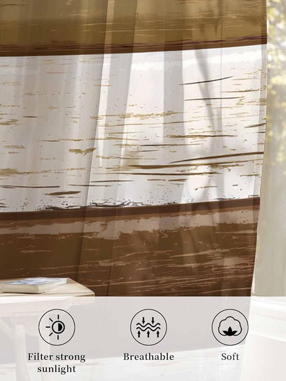 Sheer Curtains 108 Inches Long, Wood Grain Brown Semi Sheer Curtains Light - Image 6