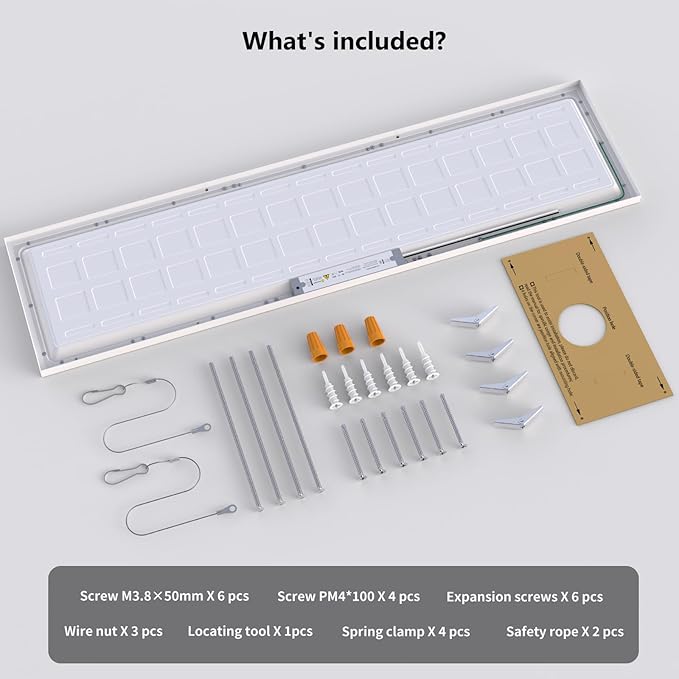 AIKVSXER 2 Pack 1x4 LED Panel Light Surface Mount, 50W 5500LM, 3CCT (3000K-5000K), Ultra-Thin 48In, Triac Dimmable, Energy Efficient, Ceiling Light for Kitchen Garage Office Basement