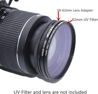 58mm to 62mm Camera Filters Ring Compatible All 58mm Camera Lenses to 62mm UV - Image 7
