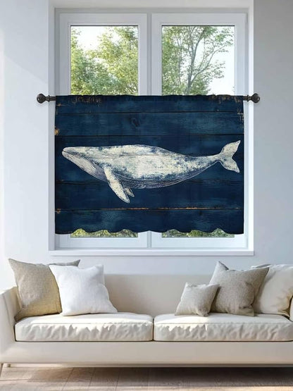 Sheer Curtains 45 Inch Length, Summer Whale Semi Sheer Curtains Light Filtering - Image 4
