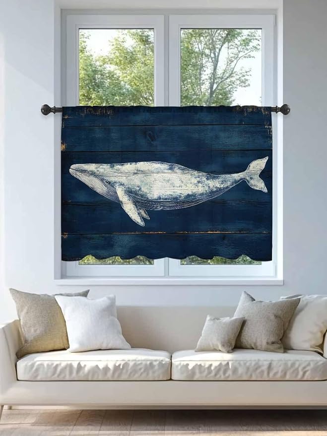 Sheer Curtains 54 Inch Length, Summer Whale Semi Sheer Curtains Light Filtering - Image 4