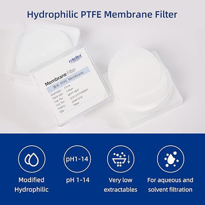 100 Pieces/Pack PTFE Disc Membrane Filters Hydrophilic 47mm Diameter 0.22µm - Image 3