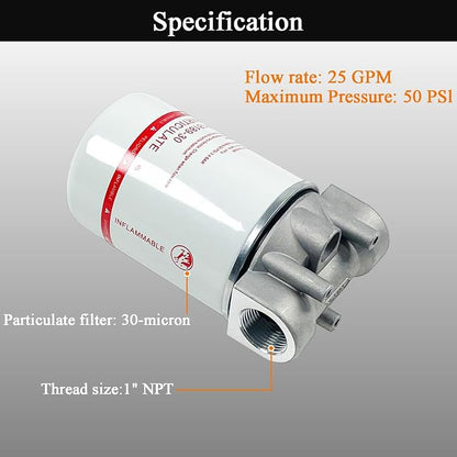 1 Inch NPT Fuel Tank Filter Kit, High Flow Fuel Filter 25 GPM 30 Micron Spin-on - Image 3