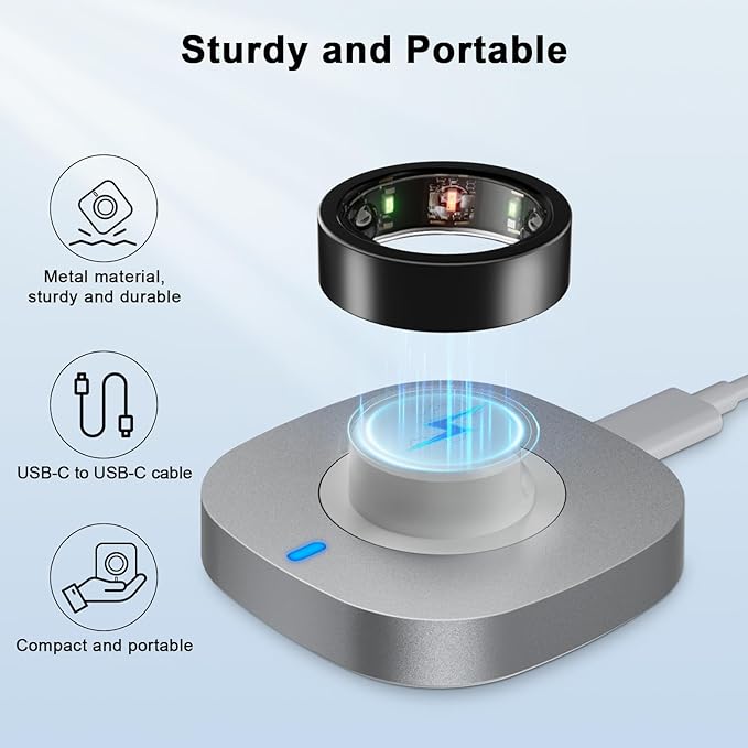 ZOOROO Charger Compatible with Oura Ring Gen 3 Size 10, Fast Charging Dock with USB-C Cable