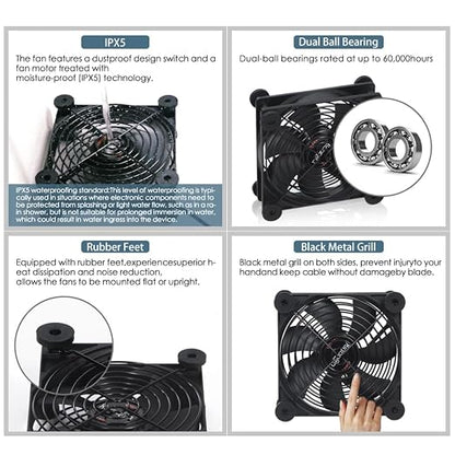 Dual 120mm Fan with 10 Speed USB 5V DC 12V IPX5 Waterproof Cooling Fan - Image 6
