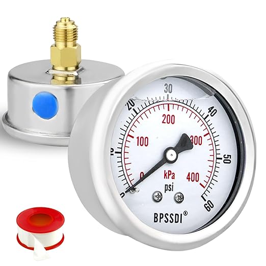 0-60 Psi Glycerin Liquid Filled Low Pressure Gauge, 2.5" Dial Size, 1/4" G Back by BPSSDI
