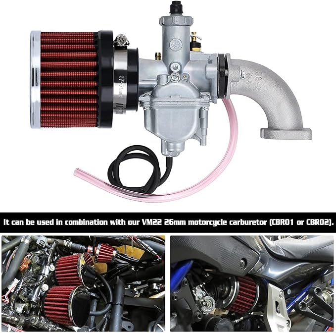 PTNHZ Universal Red Neck 1.5" 38mm Car High Flow Cold Air Intake Air Filter - Image 6