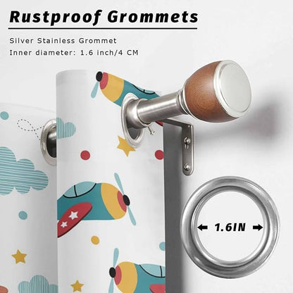 Turquoise Airplane Waterproof Outdoor Curtains - Image 6