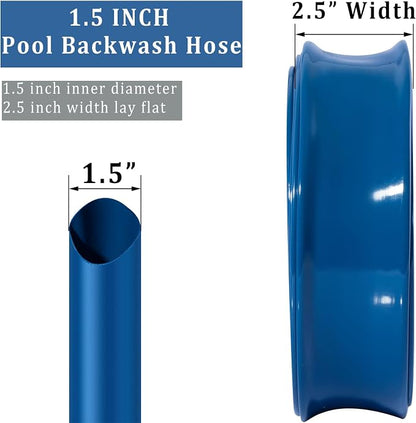 Pool Backwash Hose 1 1/2 inch × 100 ft Thicken Blue Water Discharge Pipe Lay - Image 2