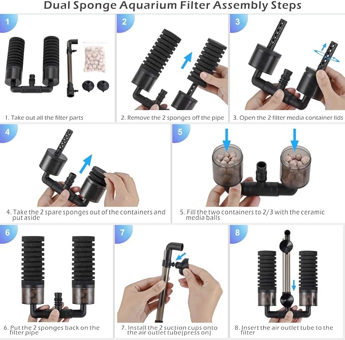 hygger Sponge Filter, Aquarium Filter Double Sponge Replaceable Media - Image 5