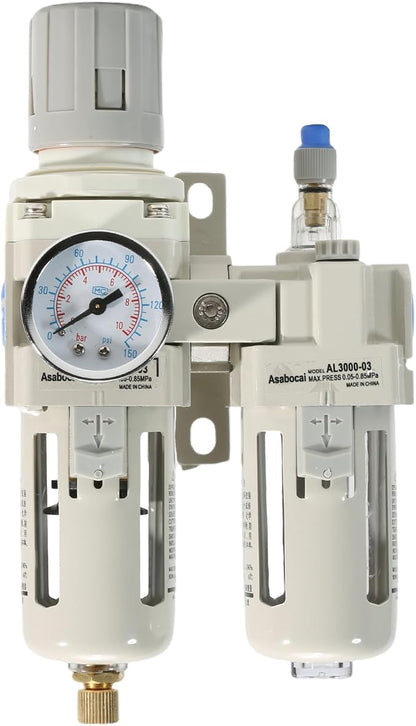 3/8" NPT Compressed Air Filter Regulator Lubricator Combo, Water/Oil Trap by Asabocai