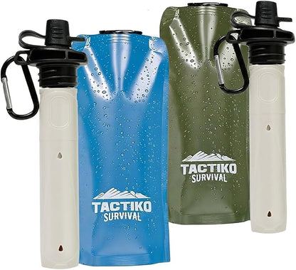 2-Pack Tactiko Survival 20oz/600ml Filtered Water Bottle Kit by TactikoSurvival