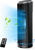 Abolee Tower Fan for Bedroom, 23ft/s Desk Fan with Remote, 70° Oscillating Desk Fan, 4 Speeds, 4 Modes,12Timer, 13'' Bladeless Portable Fan for Bedroom Office Home Black