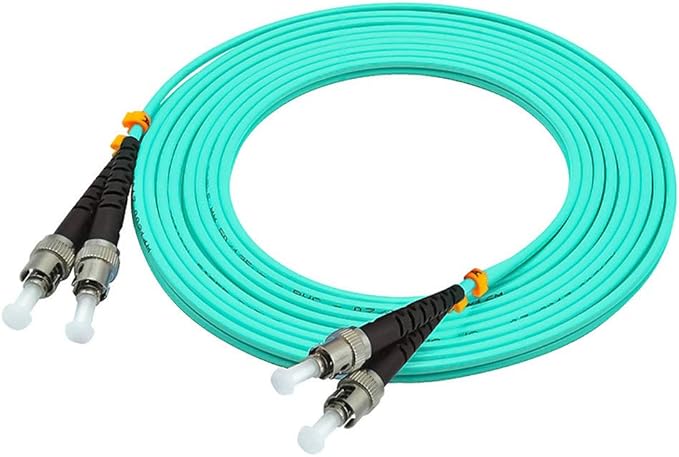 Jeirdus 100 Meters 328ft ST to ST Duplex 50/125 10G OM3 Multi-Mode Fiber Optic Cable Jumper Optical Patch Cord ST-ST