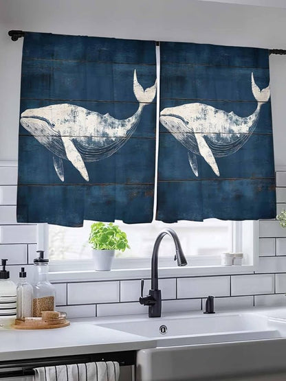 Sheer Curtains 54 Inch Length, Summer Whale Semi Sheer Curtains Light Filtering - Image 5