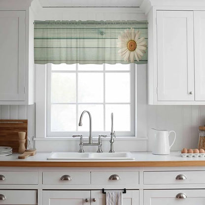 Daisy Flower Sheer Valances for Windows 42"x18", Light Filtering Kitchen - Image 3