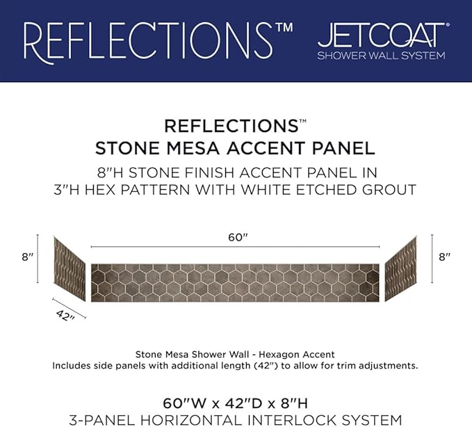 Miseno MSW-603696RFL Readyset 60" X 36" X 96" Fifteen Panel Alcove Shower Wall Kit - Stone Mesa