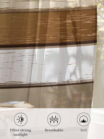 Sheer Curtains 72 Inches Long, Vintage Geometric Brown Semi Sheer Curtains - Image 6