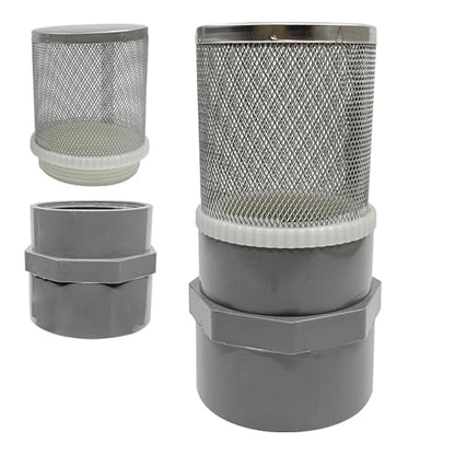 3/4" Stainless Steel Filter Cover Connected to 3/4" DN20 Grey PVC Water Pipe by AIMCOCO