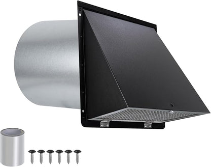 7 Inch Hooded Wall Vent with Mesh and Damper, Outside Wall Vent Hood Exterior by JYINCPED