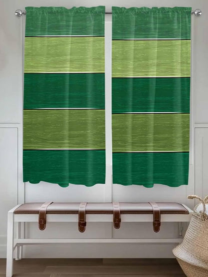 Farm Retro Green Wood Grain Window Valance Curtains, Rustic Wooden Plank - Image 2
