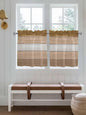 Retro Farm Wood Board Window Valance Curtains, 2 Panel by IDOWMAT