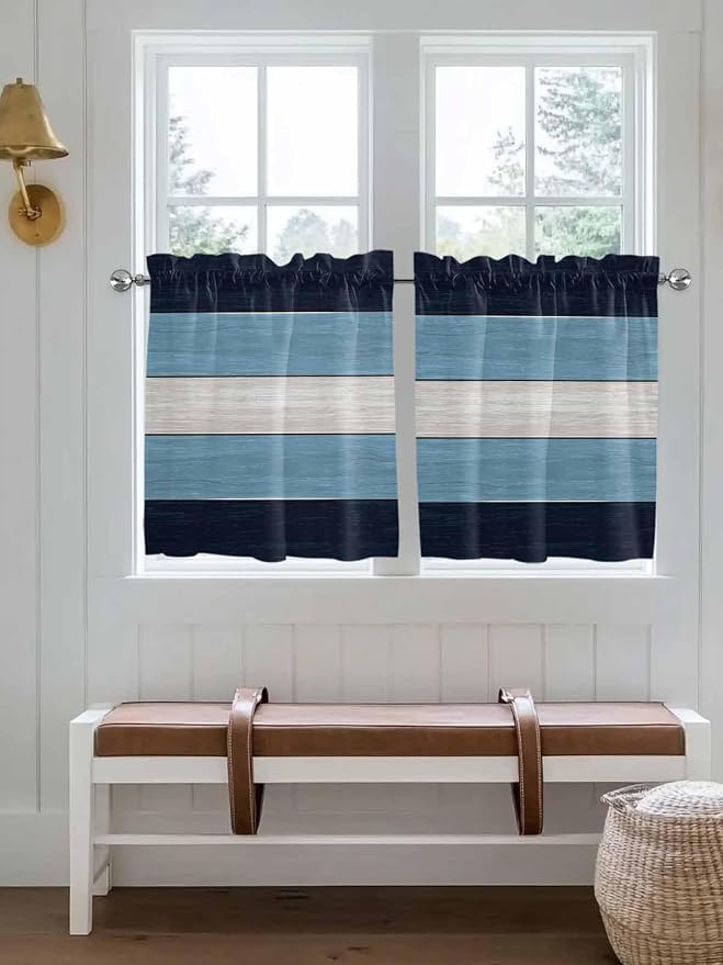Vintage Country Woodcuts Window Valance Curtains, 2 Panel - Image 2