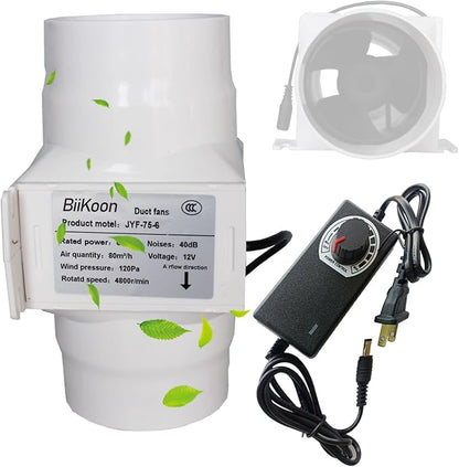 3 Inch Inline Duct Extractor Fan 75Mm 12V Powerful Exhaust Blower Speed by Unknown