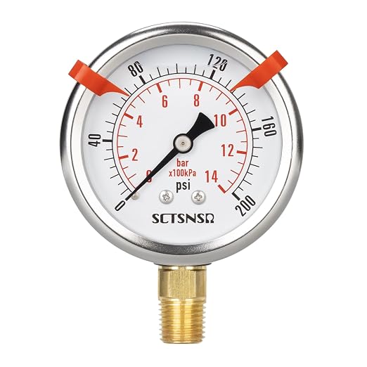 0 to 200 Psi Pressure Gauge, Glycerin Liquid Filled, 2.5 inch Dial, 1/4" NPT - Image 8