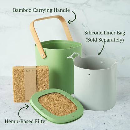Bamboozle Countertop Compost Bin Kitchen | 1 Gallon | Odorless Composting Bin - Image 4