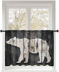 Sheer Curtains 45 Inch Length, Farmhouse Country Vintage Wood Grain Privacy by Unknown