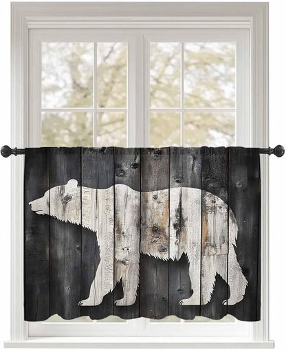 Sheer Curtains 54 Inch Length, Farmhouse Country Vintage Wood Grain Privacy by Unknown