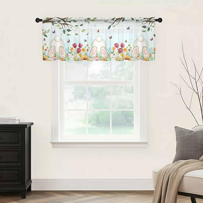 Easter Sheer Valances for Windows 42"x12", Light Filtering Kitchen Curtains - Image 9