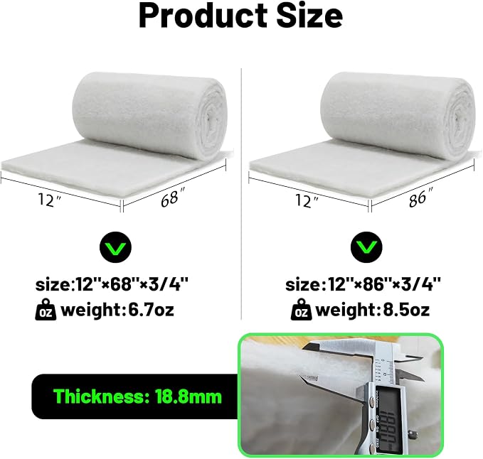 hygger 3/4'' Thick Aquarium Filter Floss 12"x 86" Poly Fiber Fish Tank Filter - Image 6