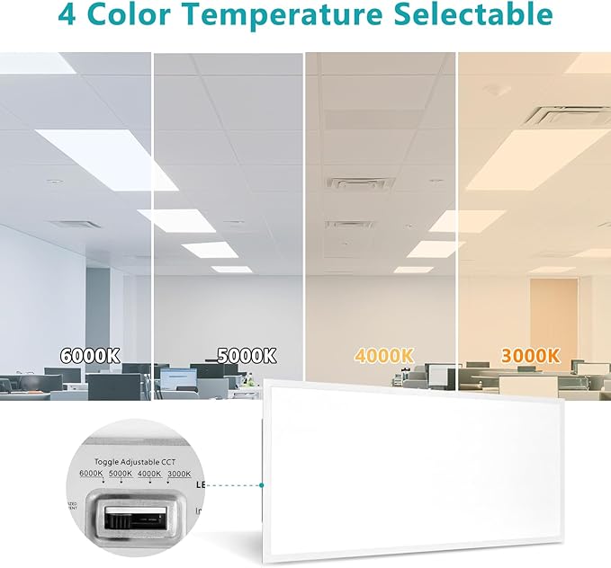 VocgoUU 2x4 LED Flat Panel Light, 24 Pack, Selectable 40W/50W/60W, 3000K/4000K/5000K/6000K, 0-10V Dimmable, ETL Certified, 6600LM, Drop Ceiling Office Lighting
