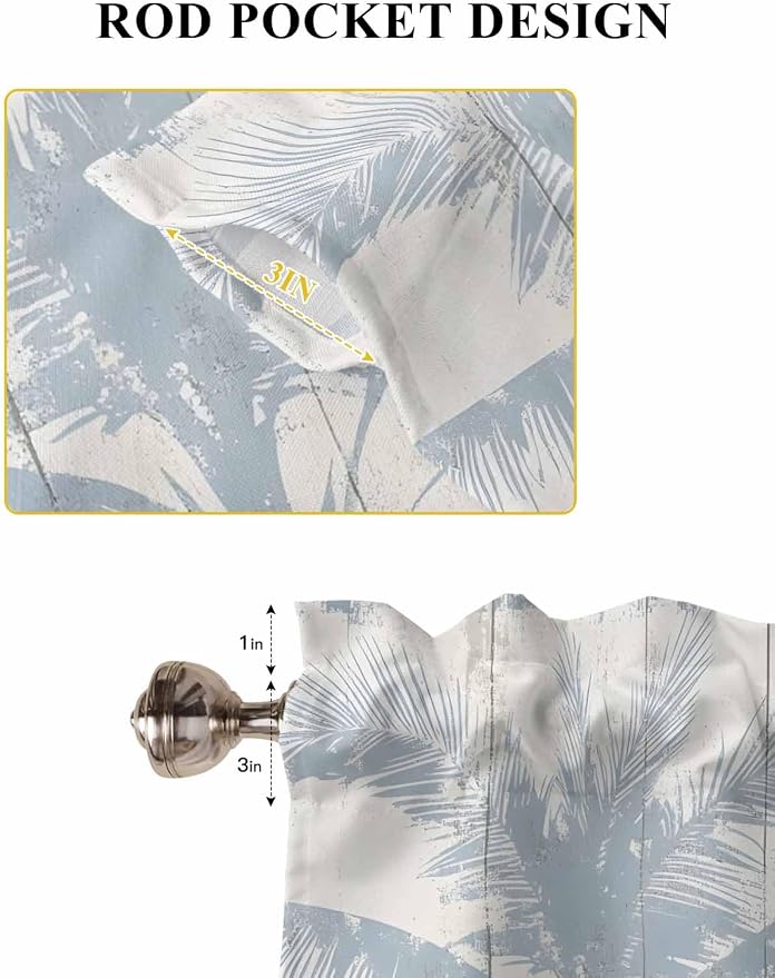 Summer Coconut Tree on Vintage Wood Grain Window Valance Curtains, Seaside - Image 7