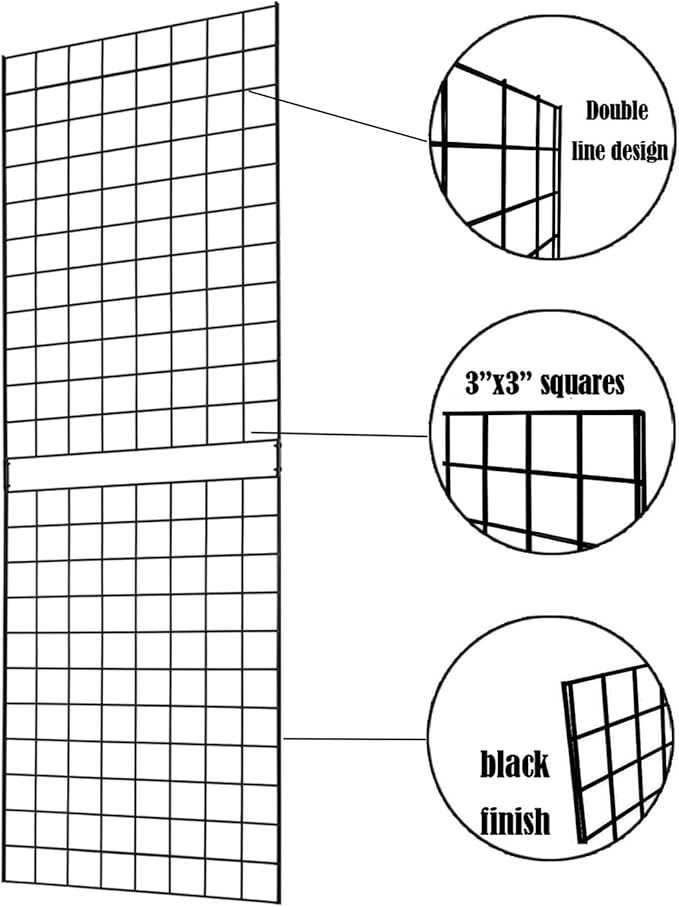 7RiversART Grid Wall Commercial Grade Gridwall Panels – Heavy Duty Grid Panel for Any Retail Display Wall Grid 2' Width x 6' Height, Black (Pack of 4) Easily Portable
